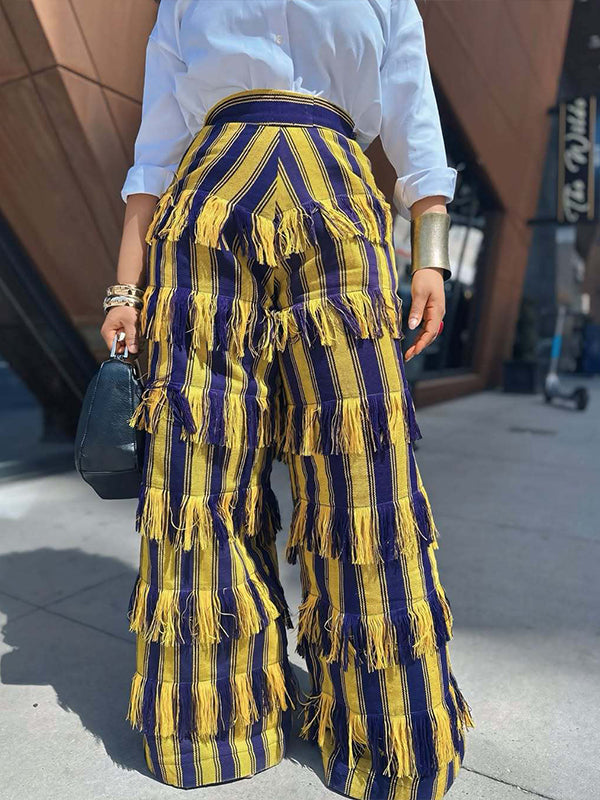 Pantalon à rayures et franges Indiebeautie