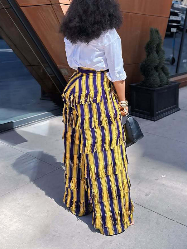 Pantalon à rayures et franges Indiebeautie