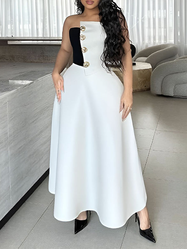 Two-Tone Tube Top & Skirt Set