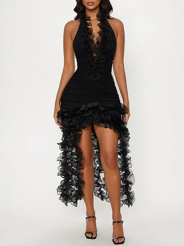 Neckholderkleid mit Rüschen