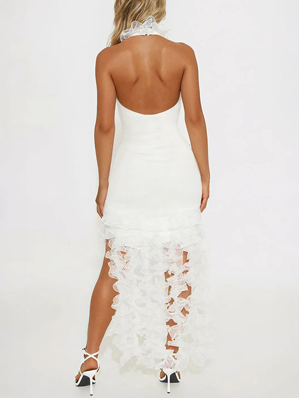 Neckholderkleid mit Rüschen