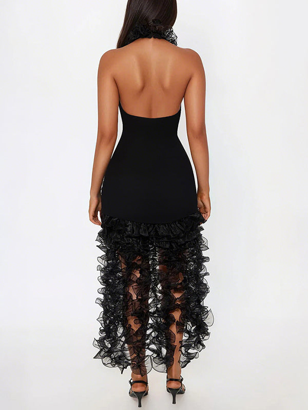 Neckholderkleid mit Rüschen