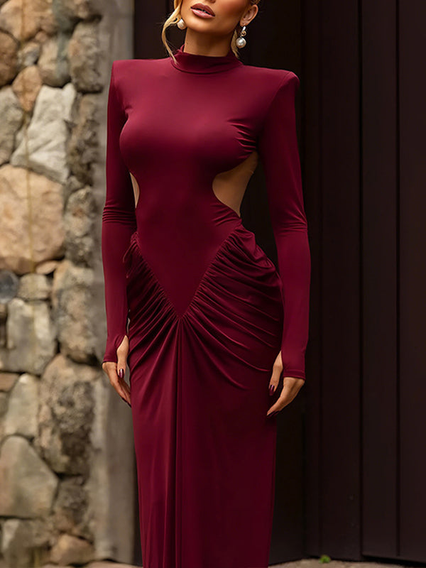 Solid Open-Back Maxi Dress