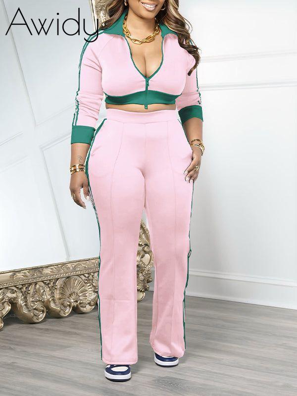 Side-Stripe Jacket & Pants Set Pink