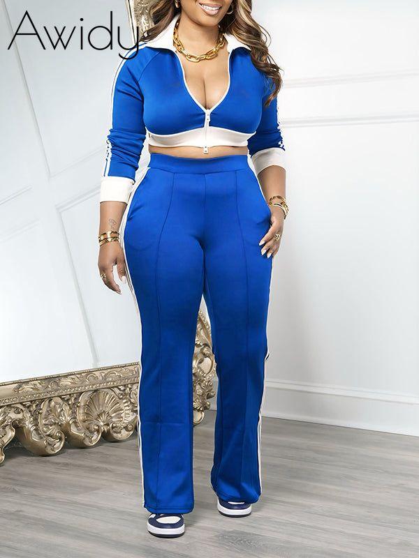 Side-Stripe Jacket & Pants Set Blue