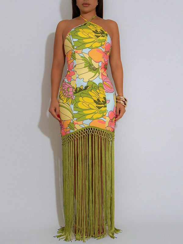 Robe dos nu à franges