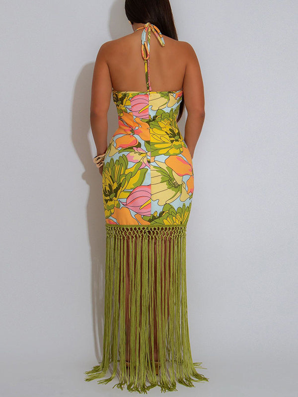 Robe dos nu à franges