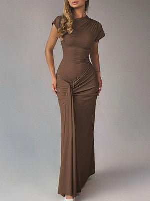 Einfarbiges, gerüschtes Kleid mit Rückenbindung