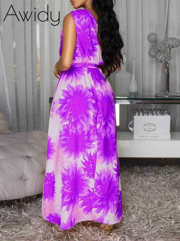 Printed One-Shoulder Maxi Dress