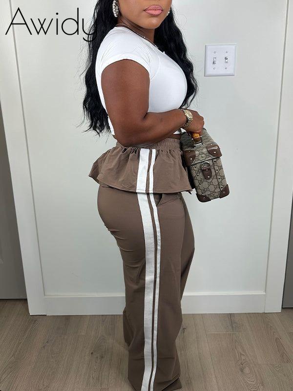 Side-Stripe Peplum Pants