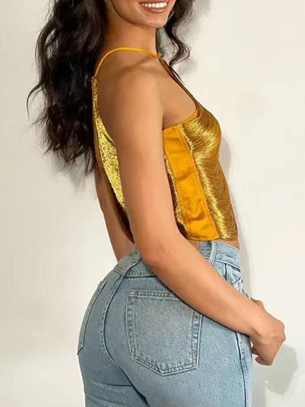 Haut licou à franges métalliques