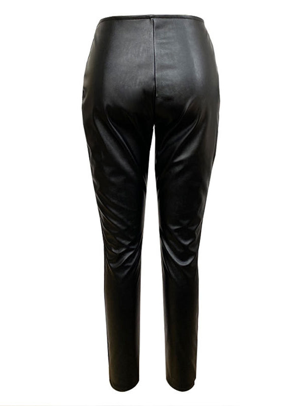 Kunstlederhose mit Reißverschluss