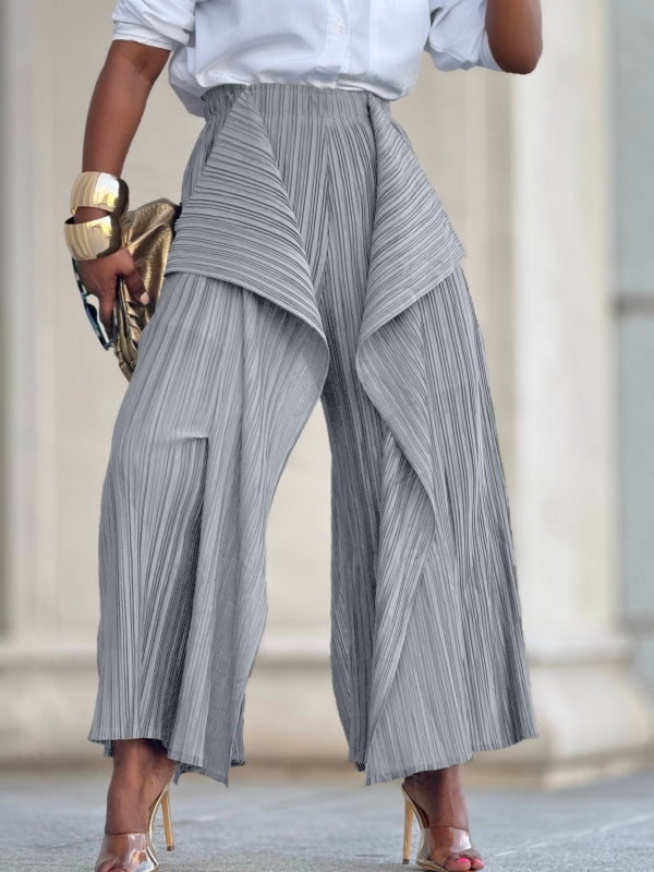 Einfarbige, asymmetrische Bundfaltenhose