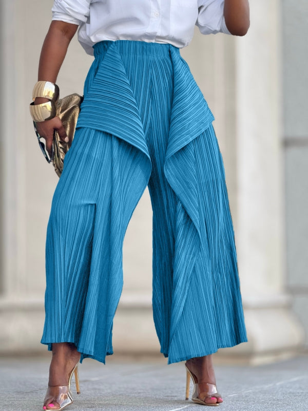 Einfarbige, asymmetrische Bundfaltenhose