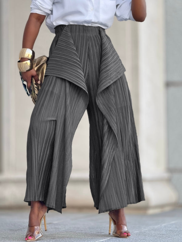 Einfarbige, asymmetrische Bundfaltenhose