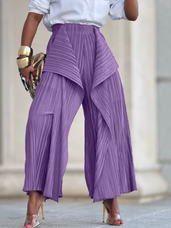 Einfarbige, asymmetrische Bundfaltenhose