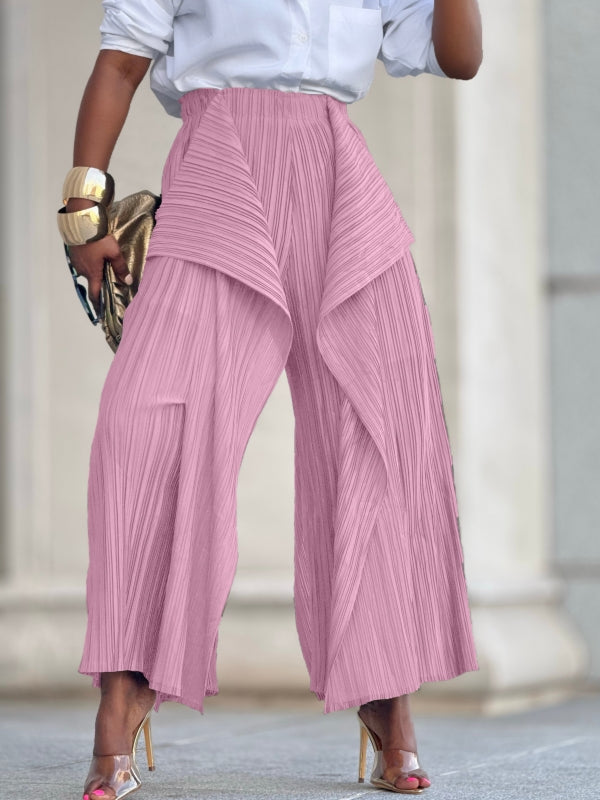 Einfarbige, asymmetrische Bundfaltenhose