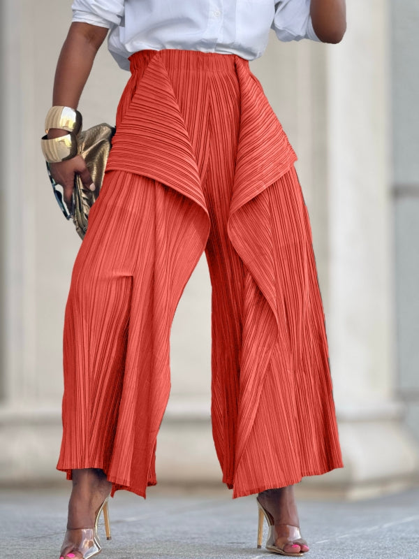 Einfarbige, asymmetrische Bundfaltenhose