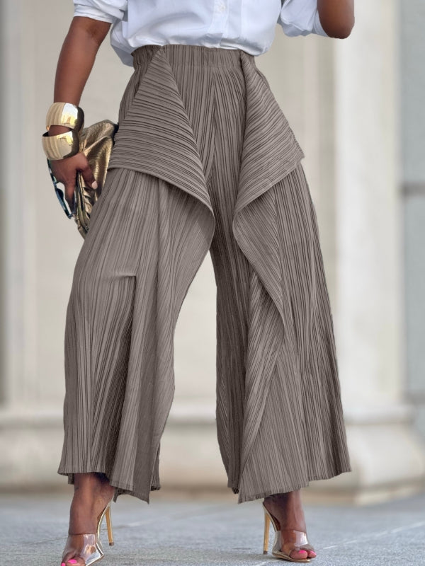 Einfarbige, asymmetrische Bundfaltenhose