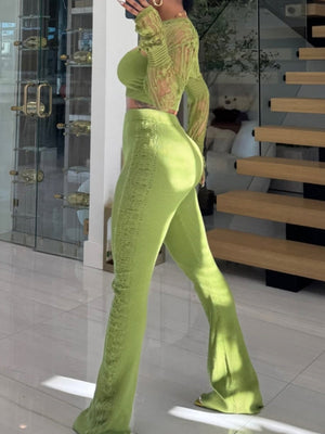 3-teiliges Set mit bauchfreiem Netztop