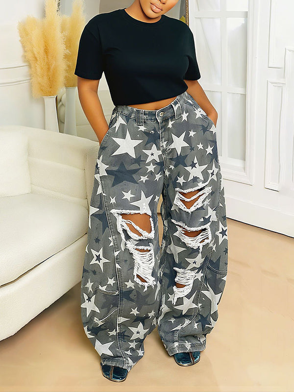 Jeans mit Stern-Zerrissen