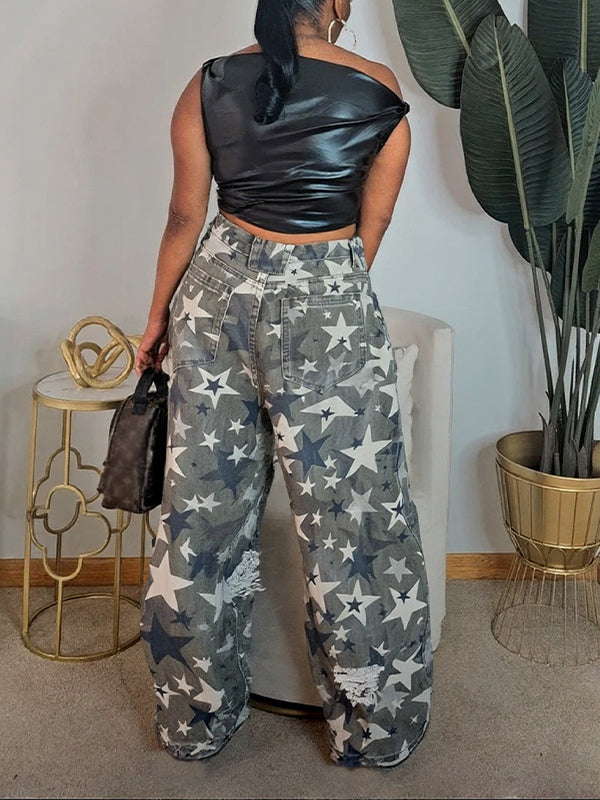 Jeans mit Stern-Zerrissen