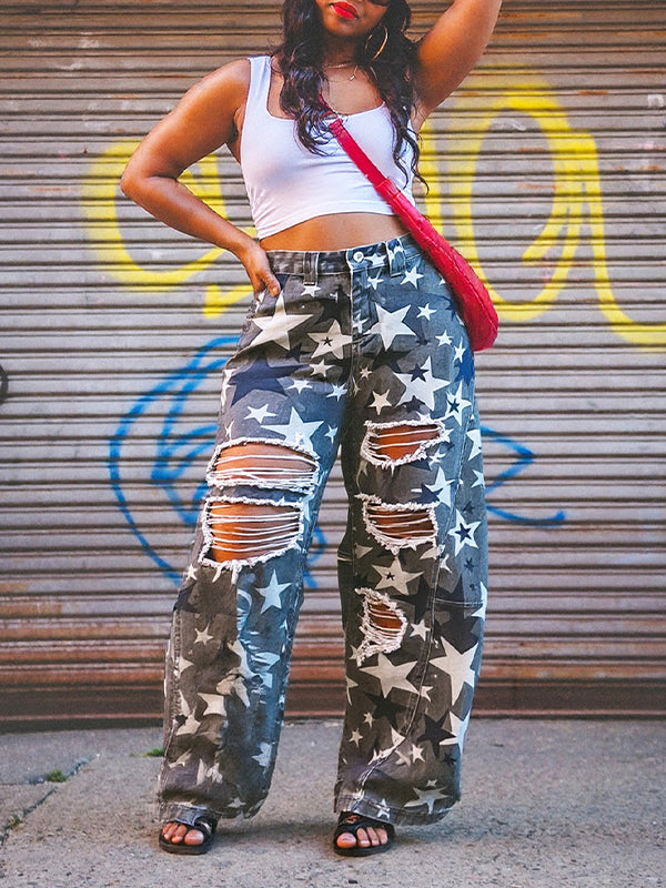 Jeans mit Stern-Zerrissen