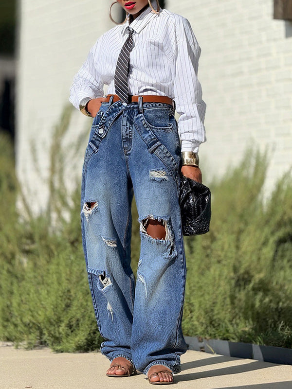 Zerrissene Barrel-Jeans
