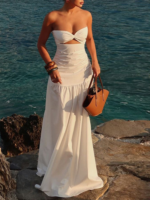 Einfarbiges Schlauchkleid mit Cut-Outs