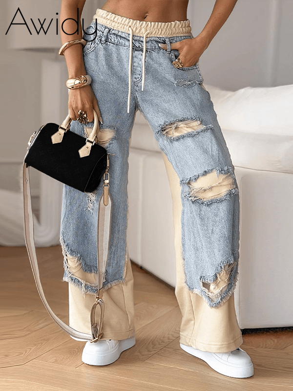Denim Combo Pants Blue