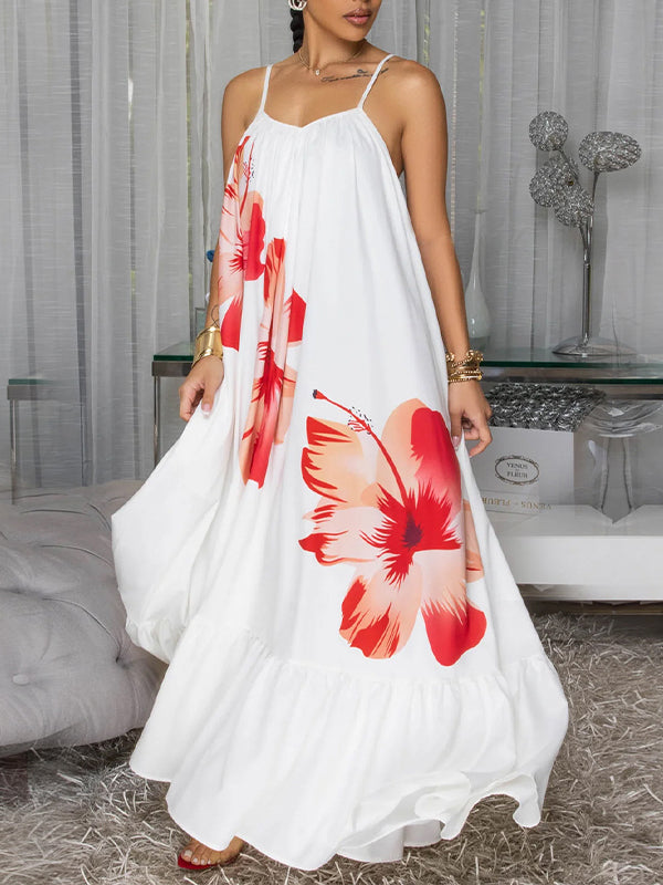 Robe camisole à volants fleuris