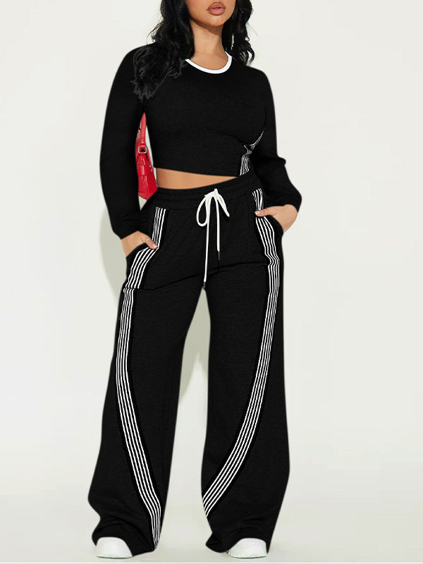 Ensemble pantalon à rayures latérales