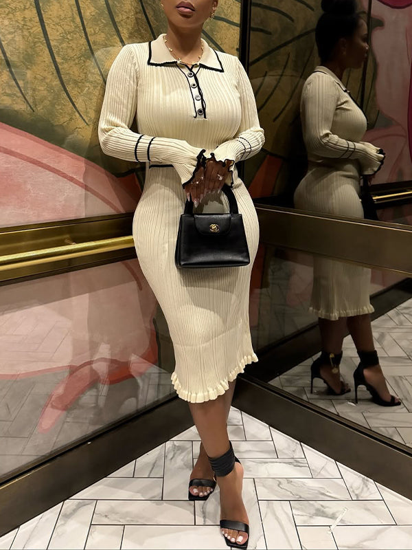 Robe en tricot boutonnée sur le devant