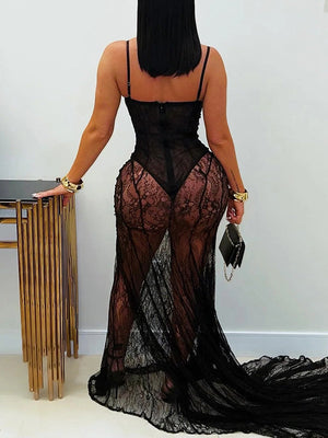 Maxi-Camisole-Kleid aus Spitze