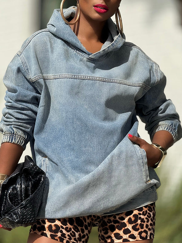 Denim-Kapuzenpullover