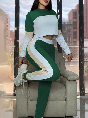 Set aus Oberteil und Hose im Colorblock-Design