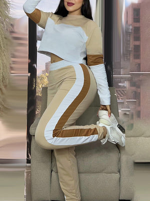 Set aus Oberteil und Hose im Colorblock-Design