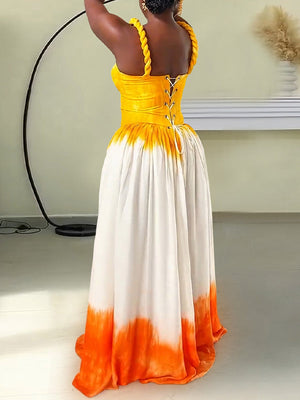 Camisole-Maxikleid mit Batikmuster