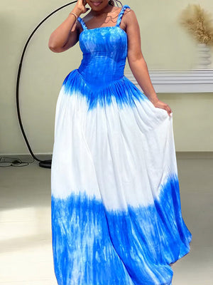 Camisole-Maxikleid mit Batikmuster