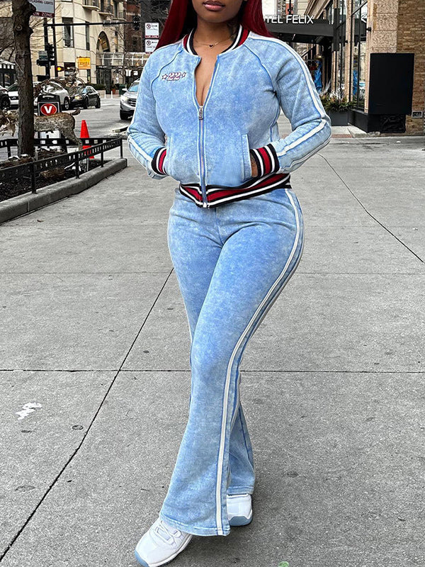 Set aus Bomberjacke und Hose mit Seitenstreifen