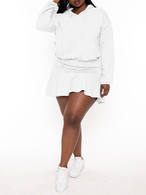 Solides Hoodie-Sweatshirtkleid