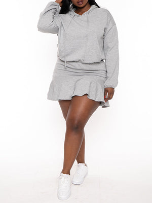 Solides Hoodie-Sweatshirtkleid