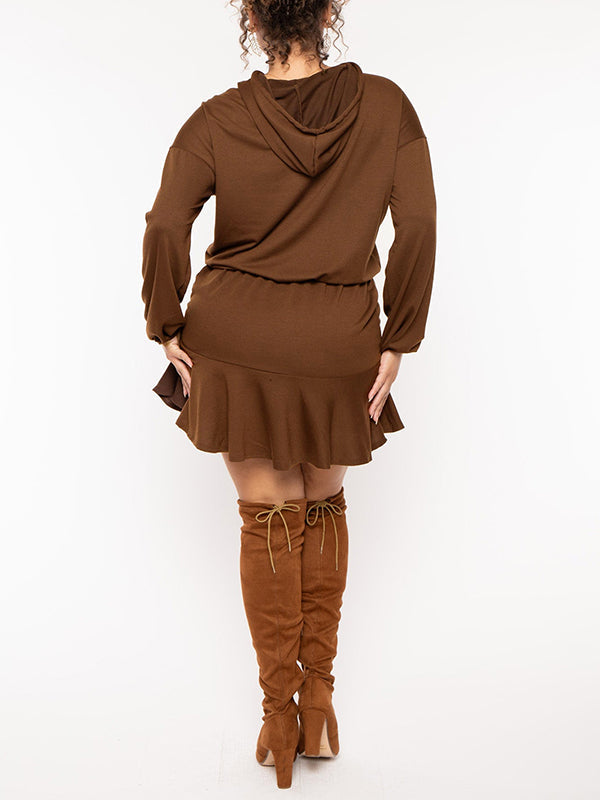 Robe sweat à capuche unie