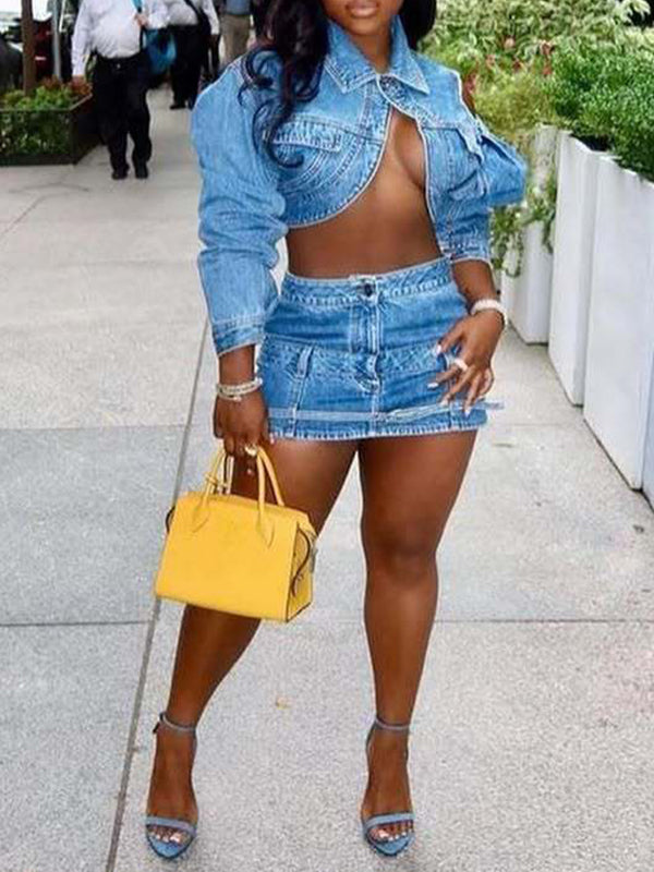 Denim Jacket & Skirt Set
