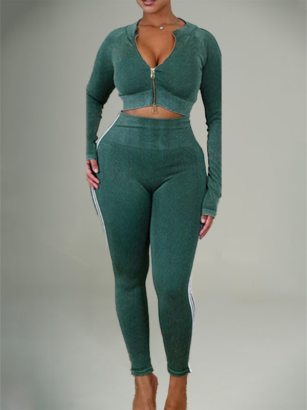 Side-Stripe Zip Top & Pants Set