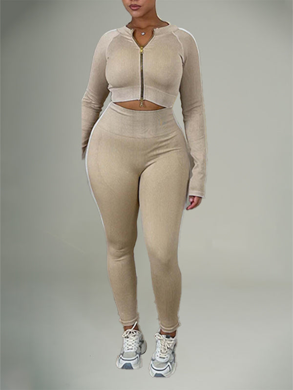Side-Stripe Zip Top & Pants Set