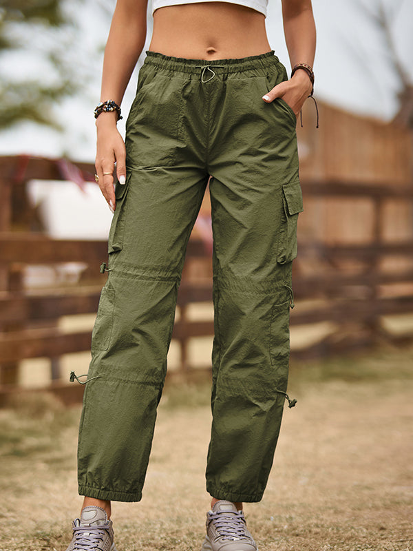 Solid Cargo Jogger Pants
