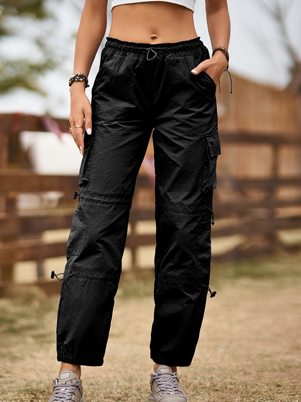 Solid Cargo Jogger Pants