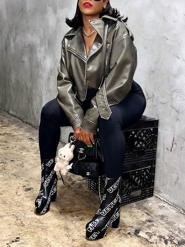 Veste ceinturée en similicuir