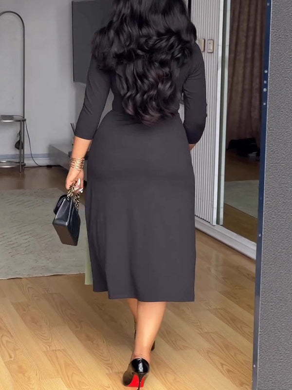 Two-Tone Pleated Dress